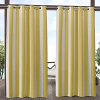 Exclusive Home Canopy Stripe Indoor/Outdoor Grommet Top Curtain Panel, 54"x96", Sunbath / White, Set of 2