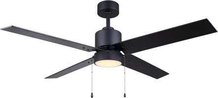 CFan 52" CF52TAT4BK-ES: Sleek MBK Color Ceiling Fan with 7# Black and Weathered Oak Blade Color, Downrod Mount, Acrylic, 1x20W Integrated LED, 1000Lumen, Energy Star Certified