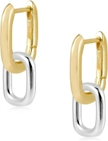 Two Tone Gold Silver Hoop Earrings Gold Paperclip Drop Dangle Earrings Fashion Geometric Earrings for Women