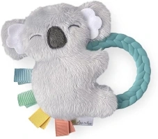 Itzy Ritzy - Ritzy Rattle Pal with Teether - Baby Teething Toy Features A Minky Plush Character, Gentle Rattle Sound & Soft Teether Toy for Newborn (Koala)