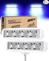 NAOEVO Led Boat Lights Waterproof, 6Inch 34W 4200LM Marine Led Light Bar, 150° Flood Beam Marine Lights for Boats Pontoon Deck Dock Truck ATV Jeep Tractor, 1 Year Warranty, 2 Pcs (Blue)