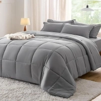 Bedsure Queen Comforter Set - 7 Pieces Grey Queen Bed in a Bag, Bedding Sets Queen with Comforters, Sheets, Pillowcases & Shams