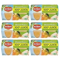 DEL MONTE Diced Pears in 100% Juice FRUIT CUP Snacks, 4 Count - Pack of 6