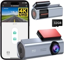 Dash Cam 4K Front Dash Camera for Cars 2160P WiFi Dashcam with APP Wireless Car Camera 24 Hours Parking Mode WDR Free 32G Card G-Sensor Loop Recording