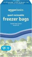 Amazon Basics Reclosable Freezer Quart Bags, Stand & Fill Base, 120 Count