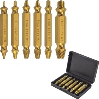 Screw Extractor Damaged Screw Remover - 6 Pcs Stripped Screw Extractor Kit for Broken Screw Stripped Screws,Made from HSS 4341# (Gold)