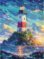 Blue Sky Lighthouse Diamond Art Kits for Adults,5D Diamond Painting Kits for Adults,Diamond Painting Diamond Art with Round Full Drill Diamond Dots DIY Gem Crafts Kits for Home Decor Gift-11.8x15.8in