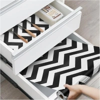 Drawer and Shelf Liner, Non-Slip Kitchen Cabinet Liners Non-Adhesive Thick Strong Grip Waterproof Washable Mats Protect Dresser Shelves Cupboard Bathroom Cabinets, Chevron, 12 in X 10 FT