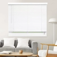 CHICOLOGY Faux Wood Blinds , Window Blinds , Wood Blinds , Window Shades , Window Treatments , Blinds & Shades , Window Shades For Home , Wooden Blinds , 70"W X 72"H, Basic White