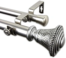 Rod Desyne 1" Kingsley Double Curtain Rod, 48-84", Satin Nickel