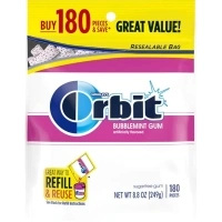 ORBIT Bubblemint Back To School Sugar Free Chewing Gum, 8.8 oz, 180 ct Resealable Bulk Gum Bag