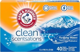 ARM & HAMMER Fabric Softener Sheets, 40 sheets, Purifying Waters