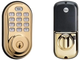 Yale Security Electronic Push Button Deadbolt Fully Motorized with Zwave Technology, Polished Brass