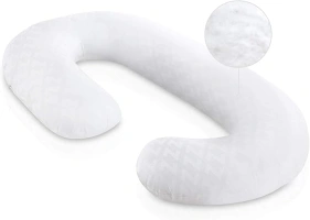 MALOUF Z Total Body C-Shape Pregnancy Wrap Around Ultra Supportive Sleeping Pillow, White