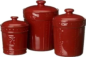 Signature Housewares Sorrento Set of 3 Ruby 36oz, 48oz, 80oz Canisters