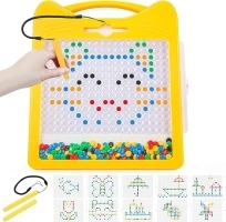 Extra Large Magnetic Drawing Board for Kids, Magnet Doodle Board with 2 Pens, Magnetic Dot Art Fine Motor Skills Montessori Toy, Airplane Car Ride Travel Essentials for Toddler (12.5" x 12.5")