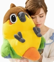 Yellow with Green Bird Plush Toys, Super Soft Birds Stuffed Animal Cuddle Pillow, Cute Bird Plushie Christmas Birthday Gifts for Boys Girls Kids (Bird-Sitting,13.7 inches)