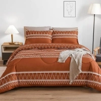 Andency Burnt Orange Comforter Set Full, 3 Pieces Boho Terracotta Rust Bedding Comforter Sets (1 Geometric Comforter & 2 Pillowcases), Summer Lightweight Microfiber Down Alternative Comforter Bed Set