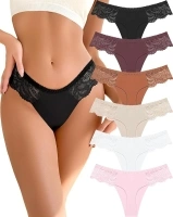 Seamless Underwear women Pack Thongs for Women No show Sexy Breathable Panties Ladies Lace Thong 6 Packs XS-XL