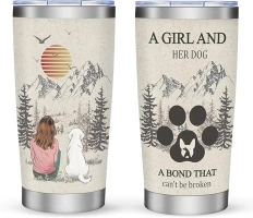 Stainless Steel Tumbler 20oz Dog Gifts for Women, Birthday Thank You Gifts For Dog Lover, Her, Best Friends, Wife, Travel Coffee Mug Gifts, Motivational Gift for Pet Owner