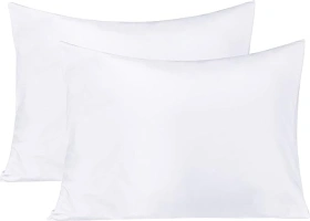 BEDSUM Microfiber Standard Pillowcases Set of 2, Soft Wrinkle Resistant and Easy Care Pillow Cases with Envelope Closure for Kids, 20x26 inches, White