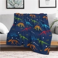 Dinosaur Toys Gifts for Kids Boys, Dinosaur Blanket for Boys Girls Kids Blue Dino Throw Blankets for Couch, Birthday Halloween Easter Presents for Kids Age 2-12 Year Old Soft Throw 50"x60"