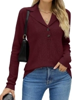 LOMON Womens Fall Sweaters 2024 Knitted V-Neck Collared Business Button Pullover Long Sleeve Winter Dressy Casual Jumper