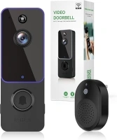 Doorbell Camera Wireless, Smart Video Cam with Chime, AI Human Detection, Two Way Audio, HD Live View, Night Vision, 2.4G WiFi Only, Cloud Storage, Indoor Outdoor Surveillance