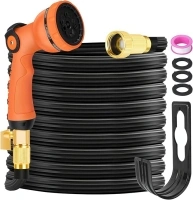 Garden Water Hose - Expandable garden Hose 25ft with 10 Function Hose Nozzle.Flexible,Lightweight,Durable,50 Layers of Leakproof Nano Rubber,2.5X Expanding Hose with 3/4 Fitting,Easy Store