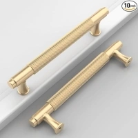 10 Pack 5"(128mm) Gold Cabinet Pulls Knurled Kitchen Cabinet Handles Drawer Pulls Cupboard Hardware for Cabinets