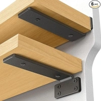 Shelf Bracket, Floating Shelf Bracket 6 Inch, 6 Pack Heavy Duty Shelf brackets, Metal Wall Shelf Brackets with 1/5 Inch Thick and Holds 160+lb, Brackets for Wood Shelves，Black