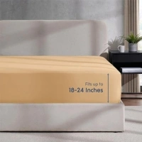 Nestl Extra Deep Pocket Full Fitted Sheet, Camel Gold Full Size Fitted Sheet Only, 1800 Microfiber Fitted Bed Sheet, Ultra Soft Full Bed Fitted Sheet Fits up to 24 Inch Mattress