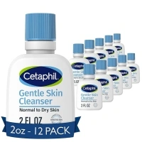 Cetaphil Face Wash, Hydrating Gentle Skin Cleanser for Dry to Normal Sensitive Skin, NEW 2 oz 12 Pack, Fragrance Free, Soap Free and Non-Foaming