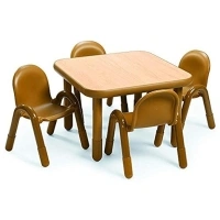 Angeles Baseline Preschool 30" Square Table & Chair Set - Natural Wood