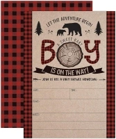 Your Main Event Prints Lumberjack Baby Shower Invitations - Boy Baby Shower Invitations - Mama Bear Baby Shower Invites - Woodland Baby Shower Invitations - 20 Fill-In Invitations and White Envelopes