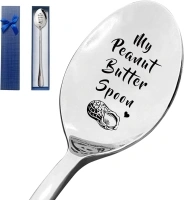 My Peanut Butter Spoon Funny Engraved Stainless Steel Spoon,Gift for Peanut Butter Lover,Long Handle coffee Spoon for Mom Men Women Dad Birthday Christmas Valentine