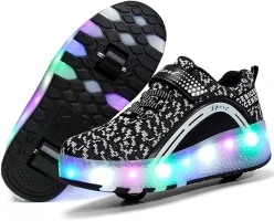 Nsasy Roller Shoes Girls Boys Wheel Shoes Kids Roller Skates Shoes LED Light Up Wheel Shoes for Kids for Children