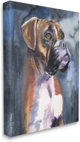 Stupell Industries Adorable Boxer Pet Dog Dark Mist Portrait, Design by George Dyachenko Canvas Wall Art, 30x40, Black