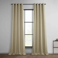 HPD Half Price Drapes Grommet Linen Curtains 120 Inches Long Room Darkening Curtains for Bedroom & Living Room (1 Panel), 50W x 120L, Thatched Tan