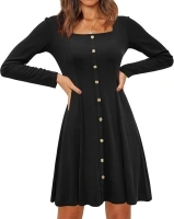 Newshows Women 2024 Fall Dress Long Sleeve Holiday Outfits Square Neck Casual Winter Ribbed Knit Dresses Trendy