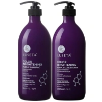 L LUSETA Color Brightening Purple Shampoo and Conditioner Set for Blonde and Gray Hair, Infused with Cocos Nucifera Oil to Help Nourish, Moisturize and Condition Hair, 2x33.8oz