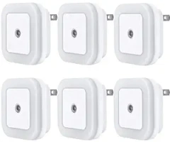 Uigos LED Night Light Lamp with Smart Sensor Dusk to Dawn Sensor, Daylight White, 0.5W Plug-in, 6-Pack