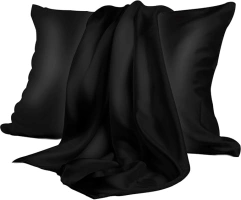 Satin Pillowcase, Softer Than Silk Pillow Cases 2 Pack, Satin Pillowcases with Zipper, Cooling Pillow Cases Standard Size Set of 2, Gift for Women Men, Black