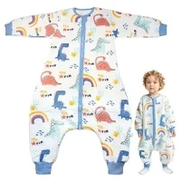 1.0 TOG Toddler Sleep Sack with Feet 5T-7T Big Kids Cotton Sleeping Bag Long Sleeves Wearable Blanket for Grown Child - Dinosaur