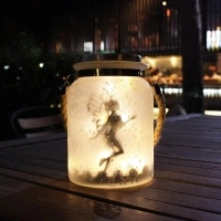 KAIXOXIN Solar Lantern Lights Ideal for Great Gifts White Frosted Glass Hanging Jar Solar Lights Outdoor Decorative 20 Warm White Mini LED String Lights (Fairy)