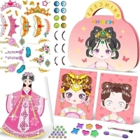 Bkotoo Art Craft Activity for Kids, Paper Craft Kits - Paper Makeup DIY Girls Toy Kit with Diamond Painting & Princess Dress Up Set, for Girls Ages 4 5 6 7 8 9+ Year Old (Princess B), underfined