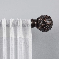 Exclusive Home Vine 1" Curtain Rod and Coordinating Finial Set, Matte Bronze, Adjustable 36"-72"