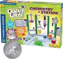 Thames & Kosmos Ooze Labs Chemistry Station Science Experiment Kit, 20 Non-Hazardous Experiments Including Safe Slime, Chromatography, Acids, Bases & More, Multi-Color