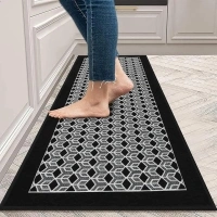 KIMODE Farmhouse Kitchen Rugs 20"x47",Non-Slip Washable Kitchen Mat,Absorbent Black Kitchen Mats for Floor Front of Sink, Kitchen Carpet for Hallway/Laundry Room