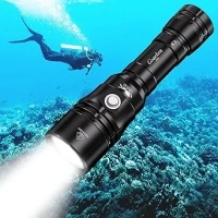 Diving Flashlight, D20 3200 Lumen Scuba Dive Light, Rechargeable Diving Lights Underwater Waterproof Flashlight with Hidden USB C Charging Port for Under Water Deep Sea Cave